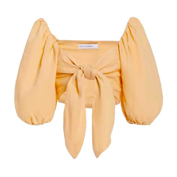 Tie-Front Linen Crop Top - Picture 1 of 1